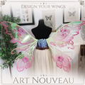 romantische Feenflügel Art Nouveau im Jugendstildesign in rosa und grün
