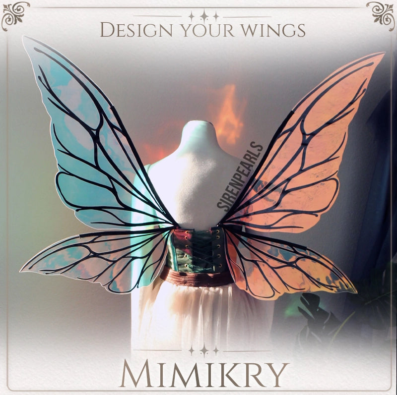 realistische Feenflügel in schwarz mit dem Design Mimikry